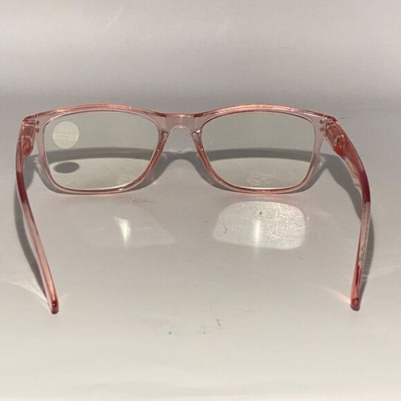 1439 Helen 2.5 Reading Glasses Thin Rectanle Bluelight Filter Pink Frames NWT - Picture 5 of 9